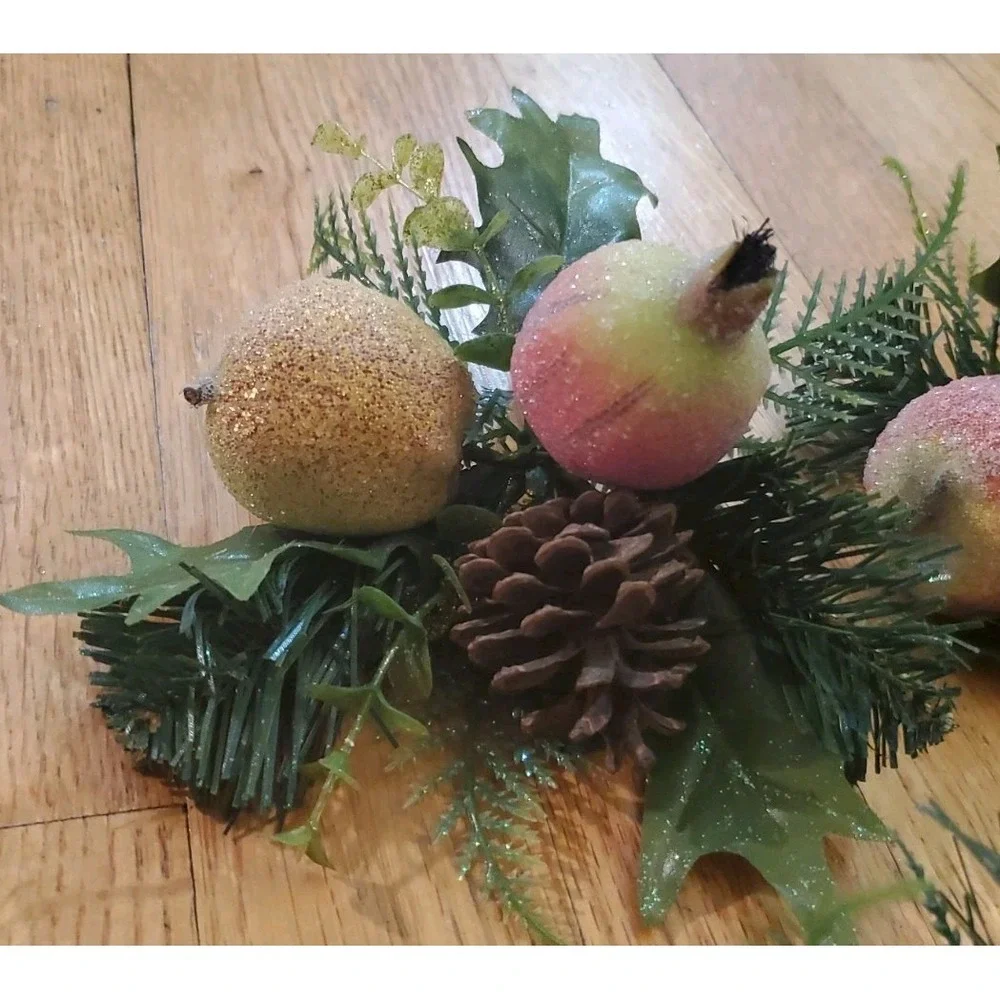 Artificial Pine Stem Floral Pick And Clip On Sugared Fruit Home Decor